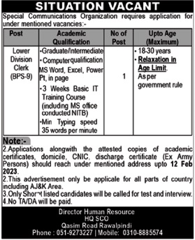 Special Communications Organization (SCO) Jobs 2024 