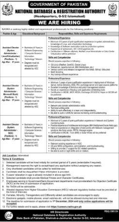 National Database & Registration Authority (NADRA) Jobs 2024